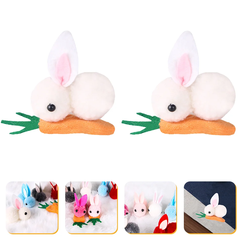 

2 Pcs Bunny Hairpin Mini Bunnies Snap Clips Headgear Lovely Small Headdress Iron Baby Girl