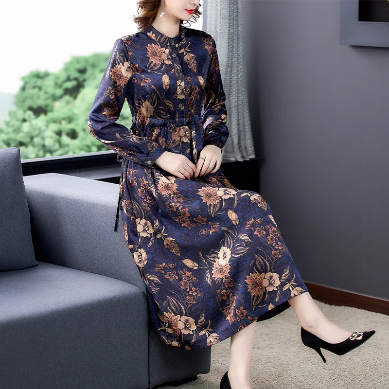 Женское шелковое платье миди с цветочным принтом элегантное праздничное