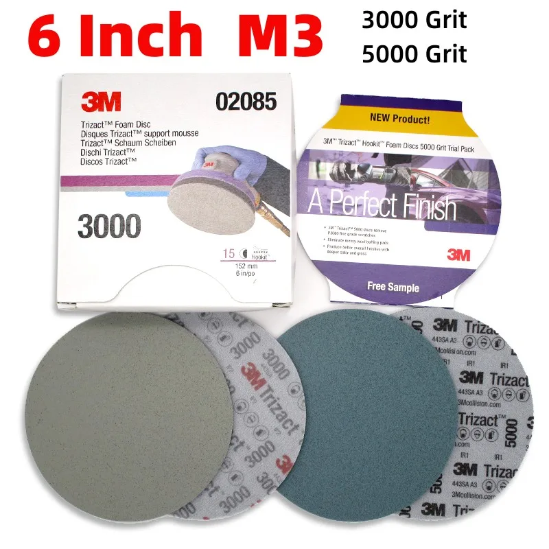 

3M Trizact пенопластовый диск 02085 30662 искусственная наждачная бумага 6 дюймов самоклеящаяся обратная 3000 5000 зернистость шлифовальная бумага для с...