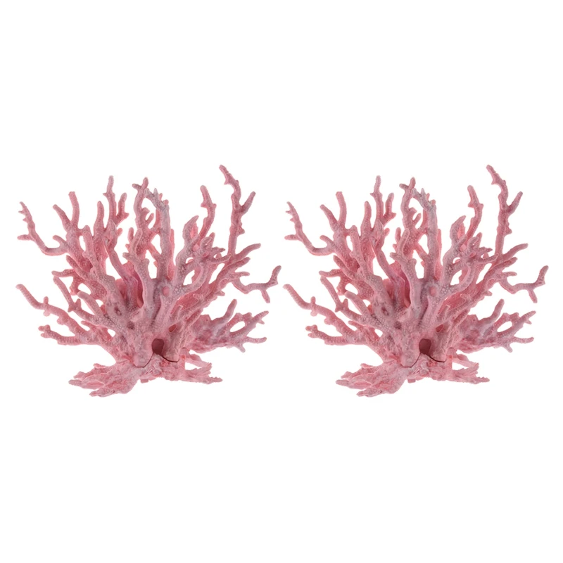 

2X Pink Coral Shaped Decoration Ornament For Aquarium Fish Tank