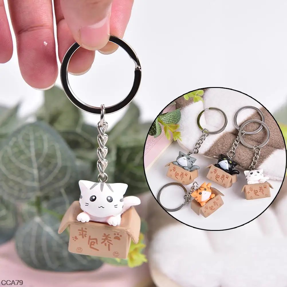 

4 Colors Lovely Cartoon Cat Key Rings Chains Pendant Ornament For Bag Car Keychain Gift