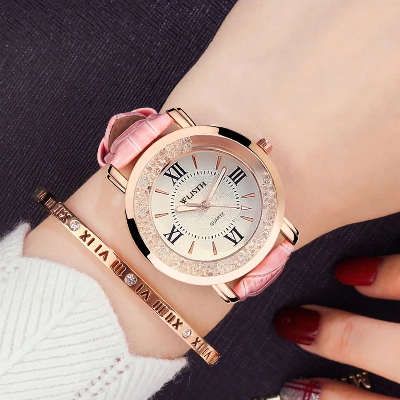 

New Simple Elegant Women's Trend Quartz Belt Style Mobile Rhinestone Watch