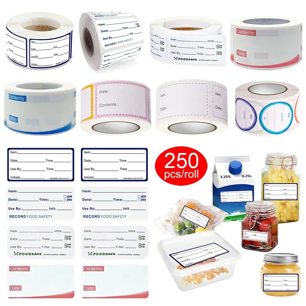 

1 Roll Self-Adhesive Removable Freezer Refrigerator Food Storage Paper Sticker Labels White Date Stickers For Home Storage Tags