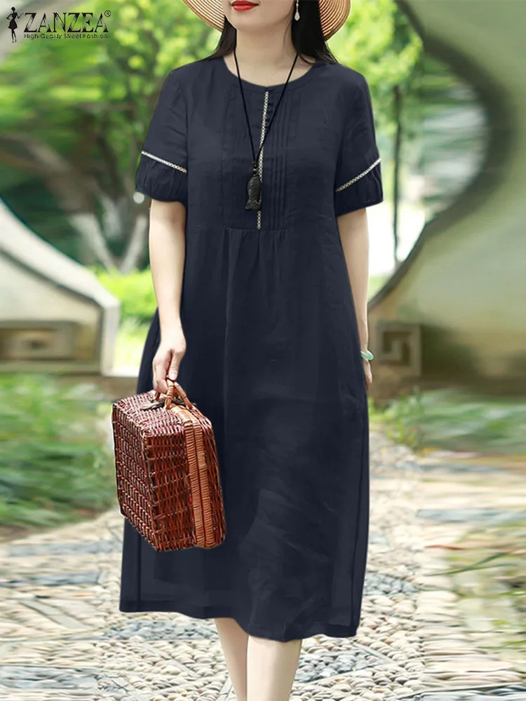 Платье ZANZEA женское с пышными рукавами