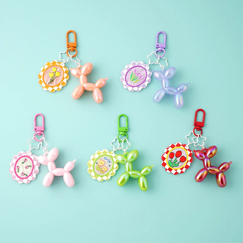 

Candy Dog Key Chain Balloon Dog Lovely Animal Fashion Resin Pendant Gift Anti Lost Friend Backpack KeyRing Jewelry