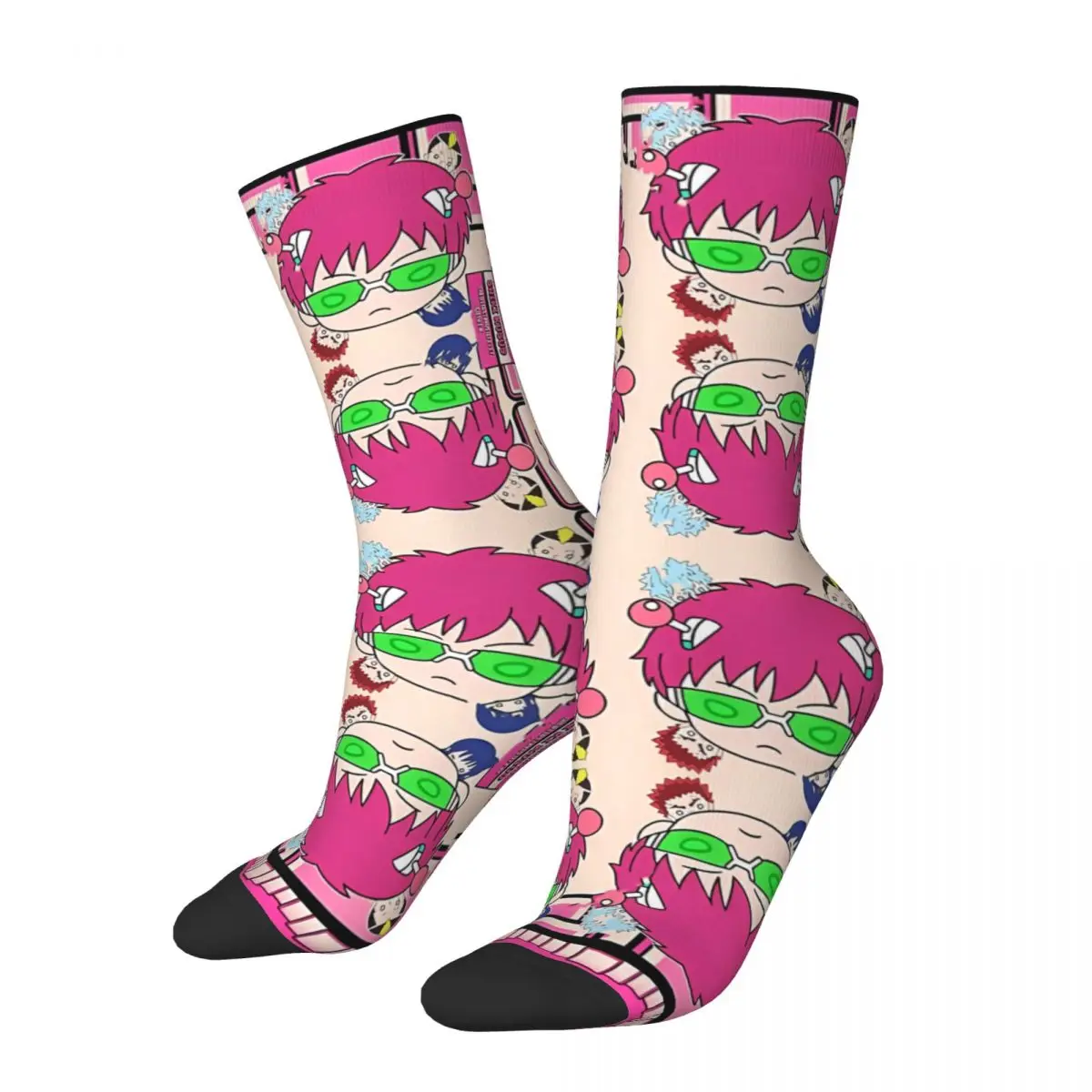 

Pink Anime The Disastrous Life of Saiki K Unisex Winter Socks Hip Hop Happy Socks street style Crazy Sock