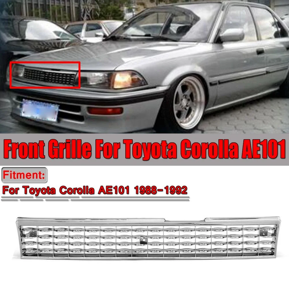 

Chrome Silver ABS Billet Style Car Front Grille Grill For 1988-1992 Toyota Corolla AE101 Car Body Styling Kit