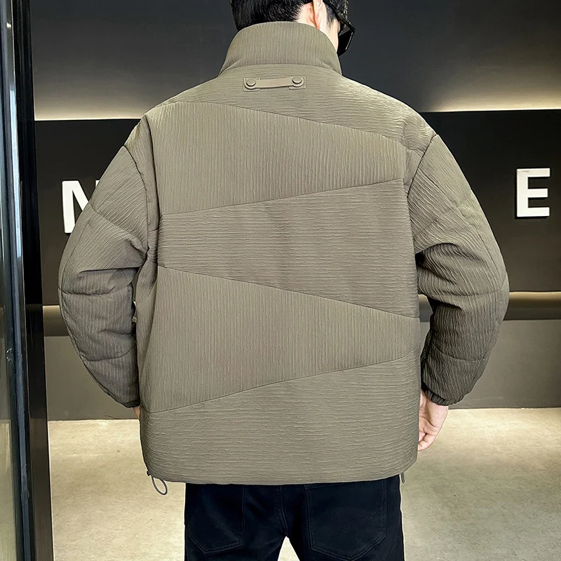 2024 осенне-зимний новый утолщенный теплый пуховик из 3D ткани с воротником-стойкой