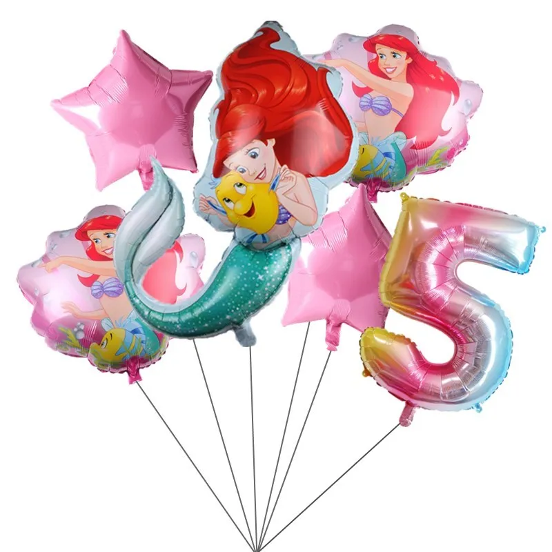 Воздушные шары из фольги Русалка Ариэль 32 дюйма 1 комплект |