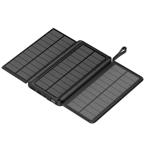 20000 мАч Solar Power Bank Qi Беспроводное зарядное устройство 3 Складной внешний аккумулятор на солнечной панели для iPhone 16 15 14 13 12 Huawei Xiaomi Poverbank