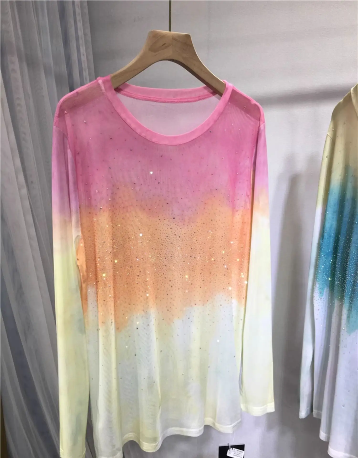 Женская сетчатая рубашка с длинным рукавом свободная легкая воздухопроницаемая