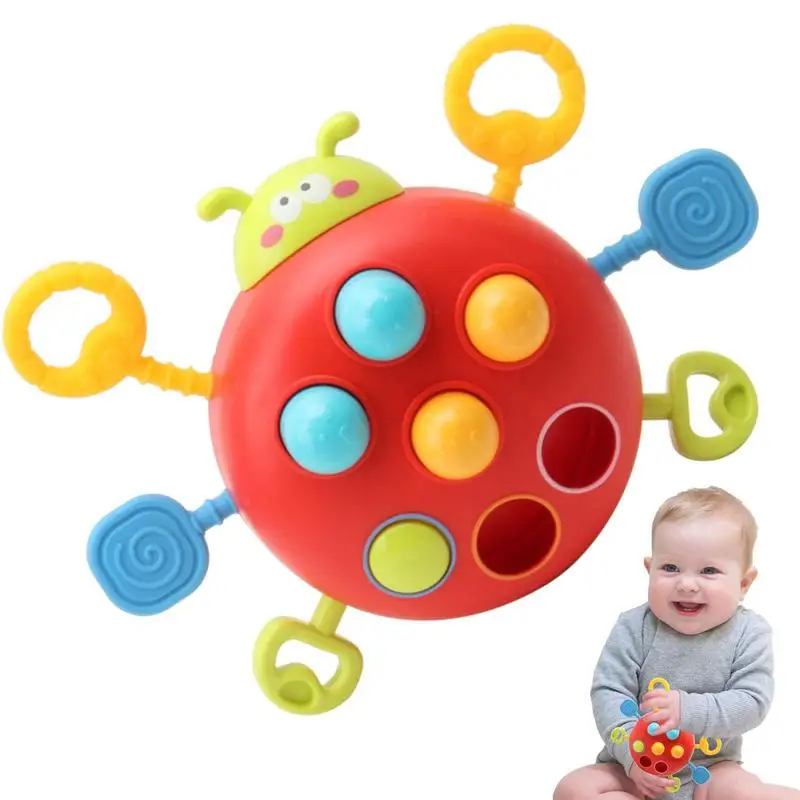 

Kid Teething Toys Teething Development Toys Soft Rubber Sensory Portable Educational Montessori Toys Ladybug Shape Cartoon For