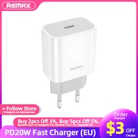 remax 20w pd fast charge charger cell phone usb type c quick charging wall eu plug adapter for iphone 13 12 pro xiaomi samsung