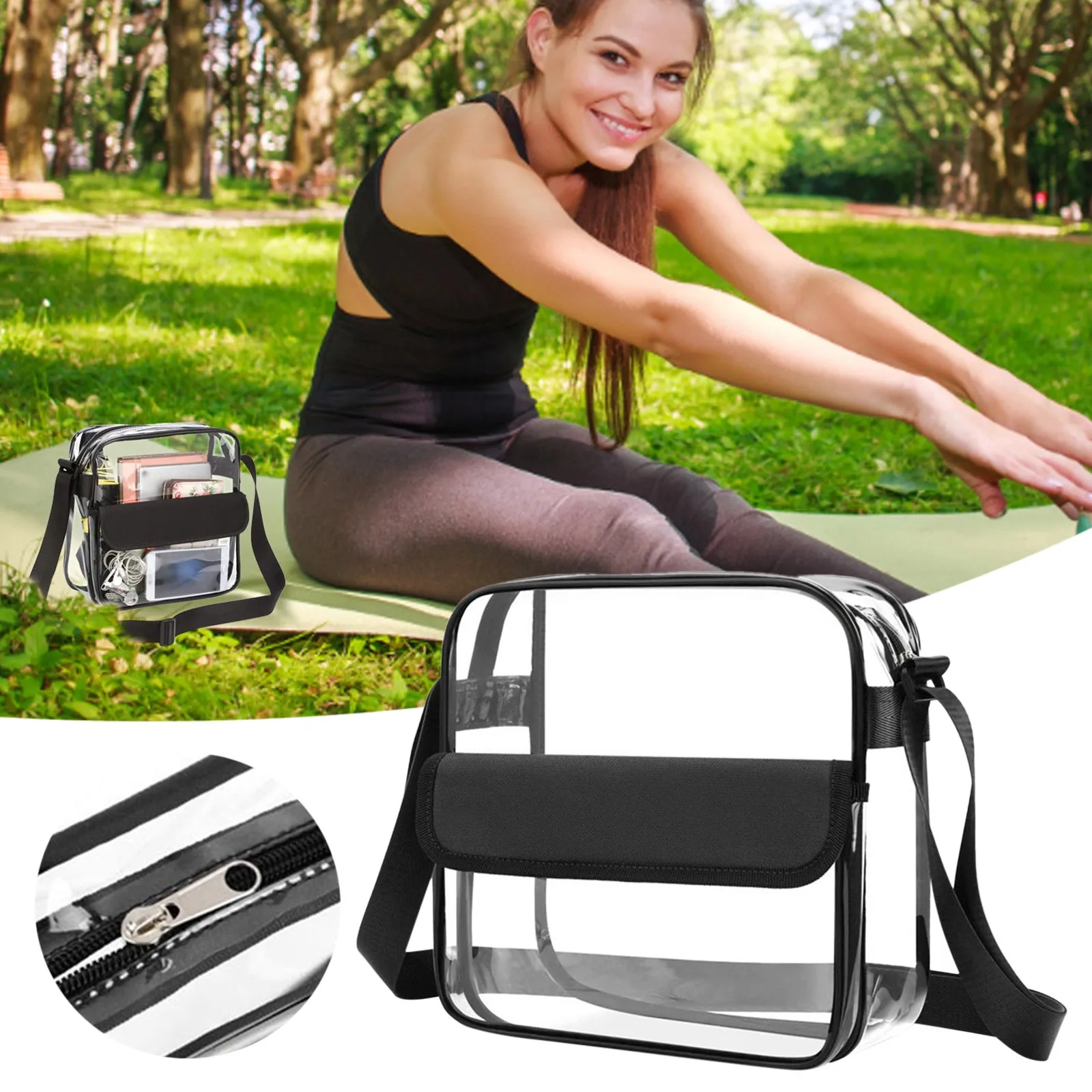 

Прозрачная сумка-кошелек через плечо, сумка Прозрачная с внутренним карманом для концертов, занятий спортом, фестивалями, вместительный ко...