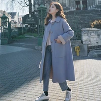 fursarcar blue straight wool coat women autumn winter thicken high street harajuku jacket korean streetwear female outertwear