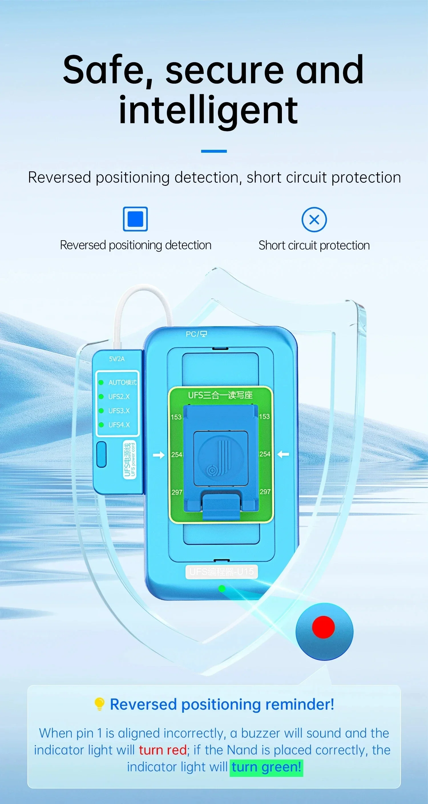 Программатор JC JCID UFS U15 BGA153/254/297 3 в 1 разъем для чтения и записи 2 X/3 X/4 X NAND чип