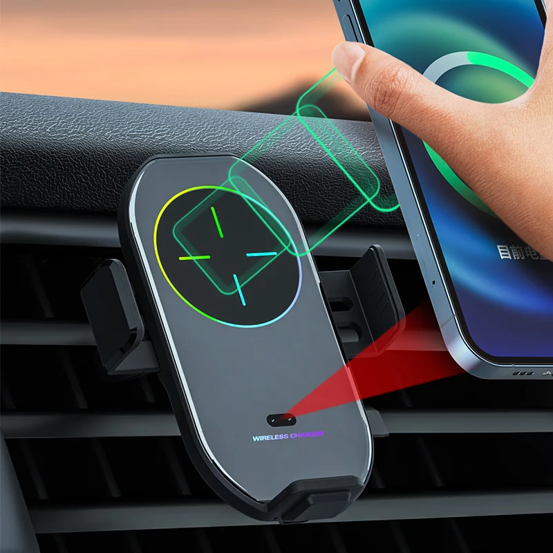 

15W Car Wireless Charger Phone Holder Air Vent Magnetic Charger Infrared Sensor Dashboard Windshield Stand for iPhone Samsung