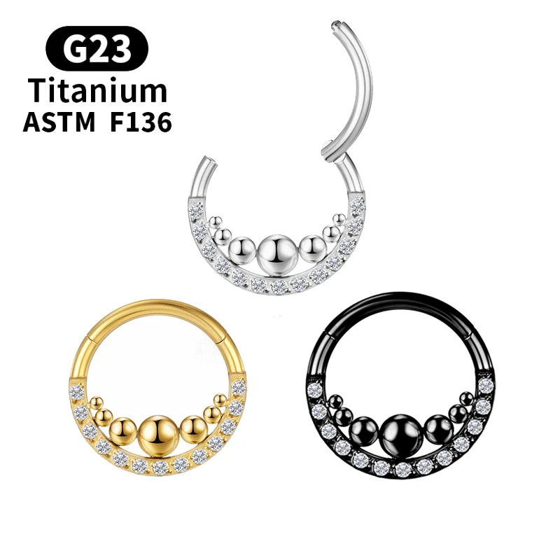 

Tragus Piercing Zircon Industrial Nose Ring Hinge Segment Clicker lip Titanium G23 Helix Earrings Septum Body Jewelry Women Ball