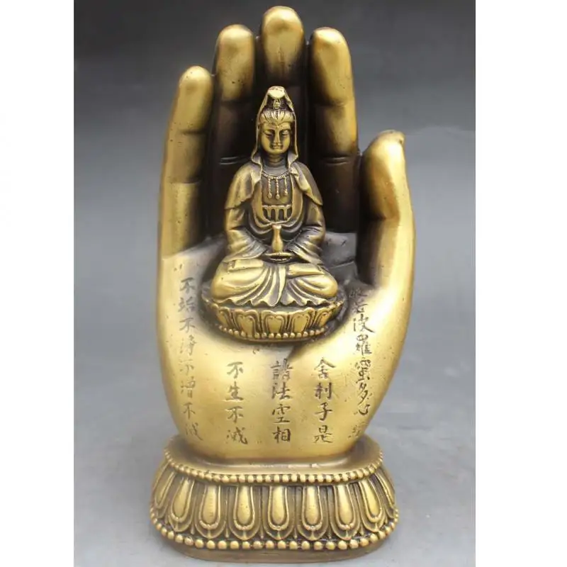 

Chinese Buddhism Bronze Kwan-yin Bodhisattva Goddess Hand Buddha Statue Sculptures Figurines