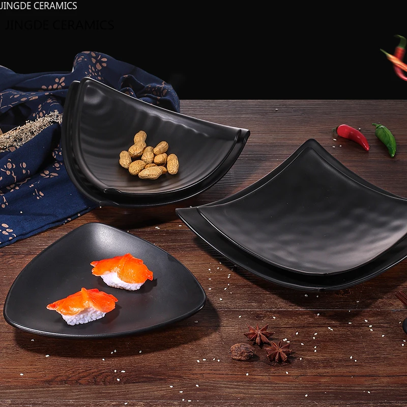 Creative Black food grade plastic Bone Plate High-quality Tableware Sushi Fruit Dessert Plate Restaurant Kitchen Dinnerware Set