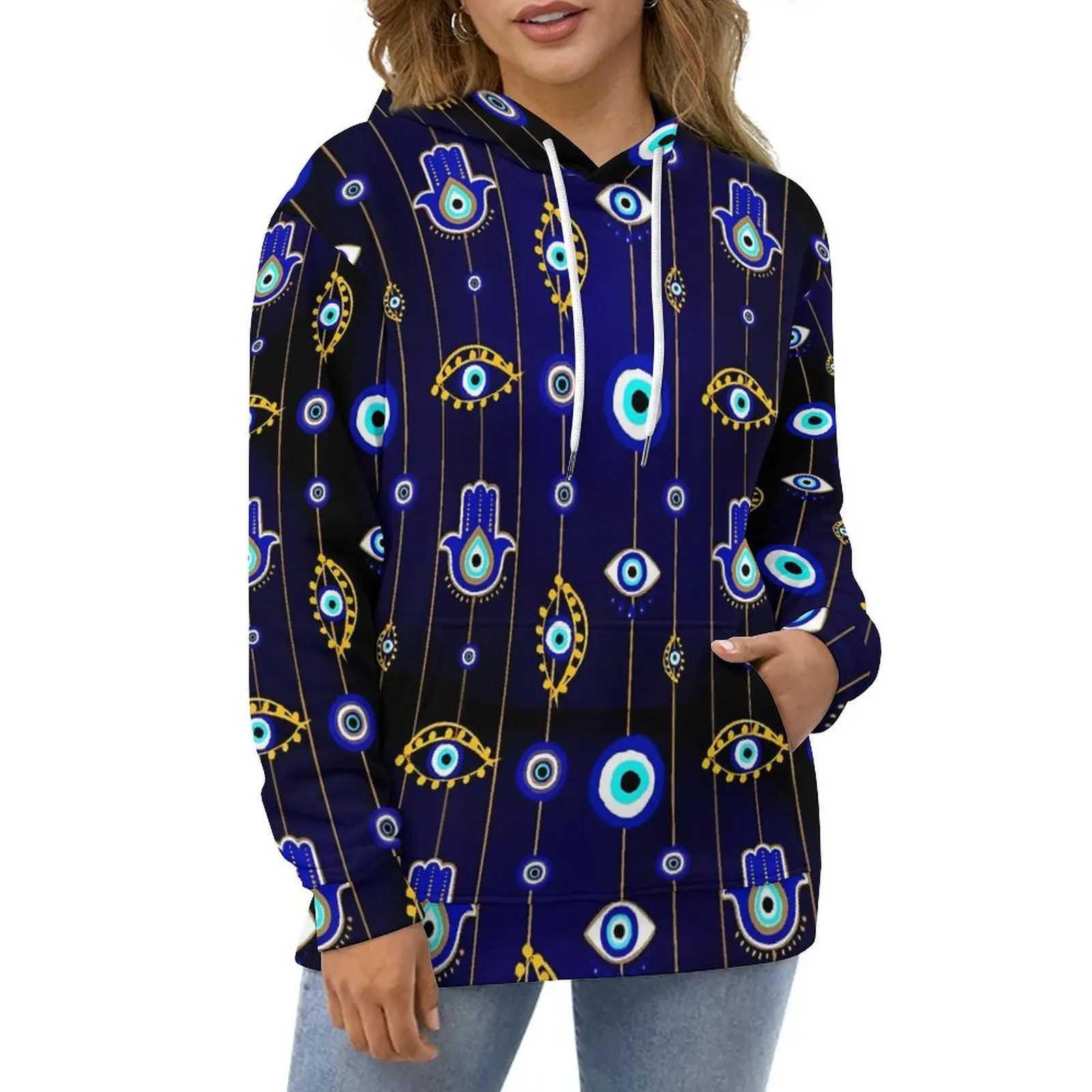 

Худи от сглаза с принтом цепи уличный стиль Повседневная Толстовка с длинным рукавом Y2k пользовательские толстовки с капюшоном подарок на день рождения