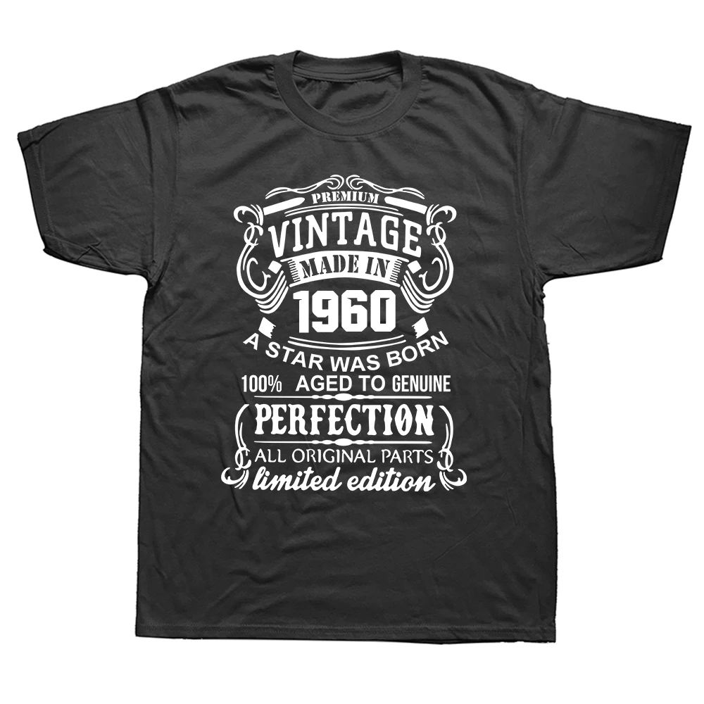 

Made Vintage In 1960 T-shirts Men Dad Father Short Sleeve 62 Years Old 62Th Birthday Gift T Shirt Cotton Streetwear Hip Hop Tops
