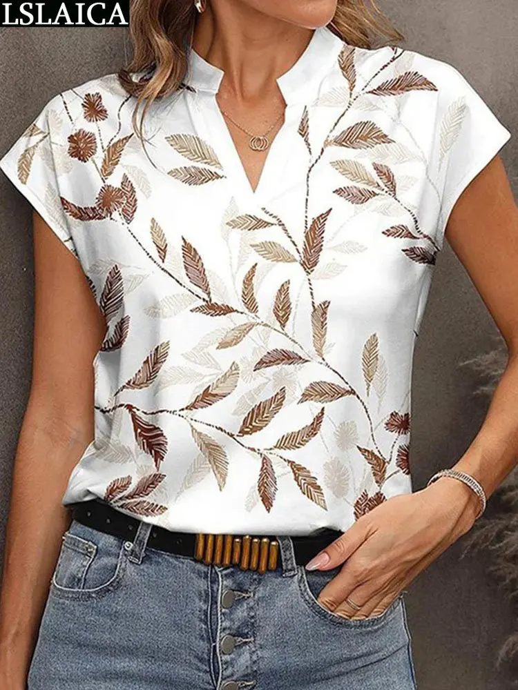 

Plus Size of Women's Clothing Fashion Blouses Summer 2023 Woman T-shirt Hot Sale Ladies Shirts Short Sleeve Blouse Print Top New