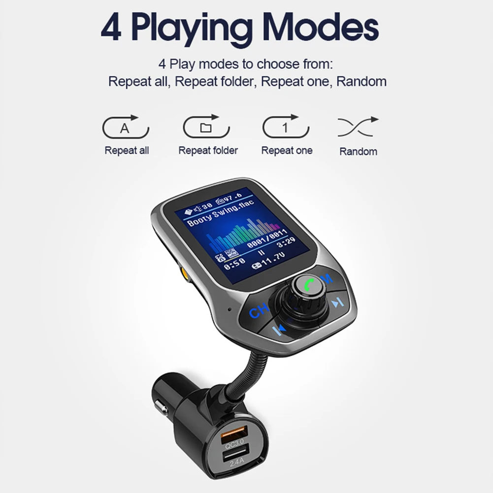 

Practical FM Transmitter Car 12-24V 4-In-1 Abs Auto Bluetooth Car Adapter