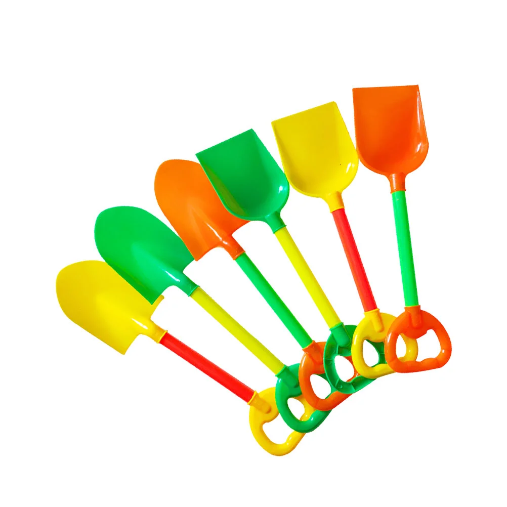 

6pcs Plastic Sand Shovel Scoop Beach Sand Lightweight Bright Color for Kids (Style and Color Random)