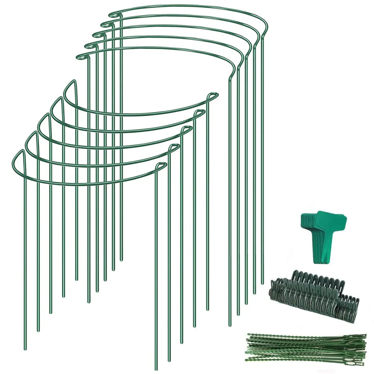 

Plant Support Stake Half Round Metal Plant Support Ring Reusable Weather Resistant Plant Cage with Plant Labels Plant Ties Plant