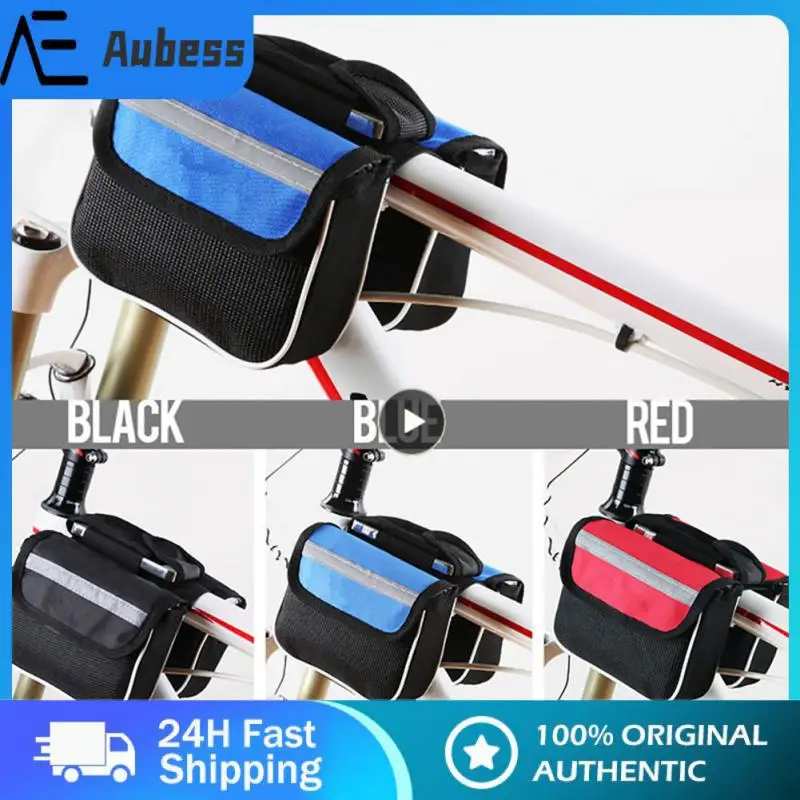 

Pu Bicycle Front Package Reflective Belt Sunscreen Shade Mountain Bike Upper Pipe Bag Touch Screen Portable Bicycle Accessories