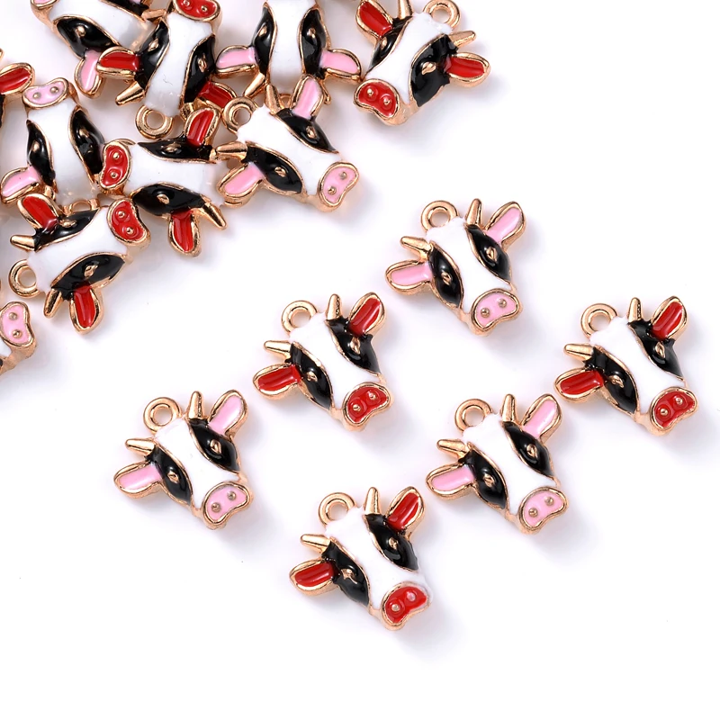 

10Pcs Cartoon Owl Bee Rabbit Giraffe Cattle Animal Oil Dropping Enamel Alloy Metal Pendant Charms for Jewelry Making Accessories