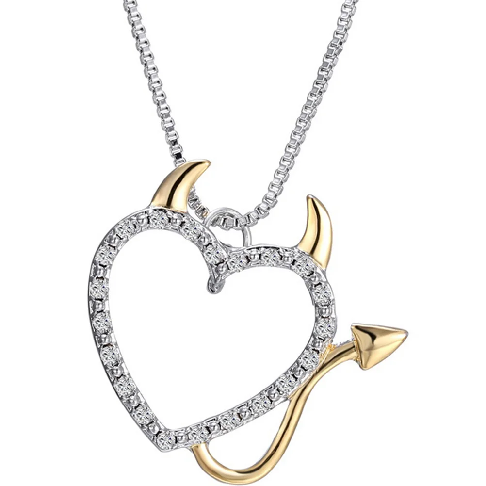 

Necklace Chain Heart Girlsneck Pendant Jewelry Claviclegothic Hop Hip Delicate Rhinestonewomens Angel Wing Metal Love Street