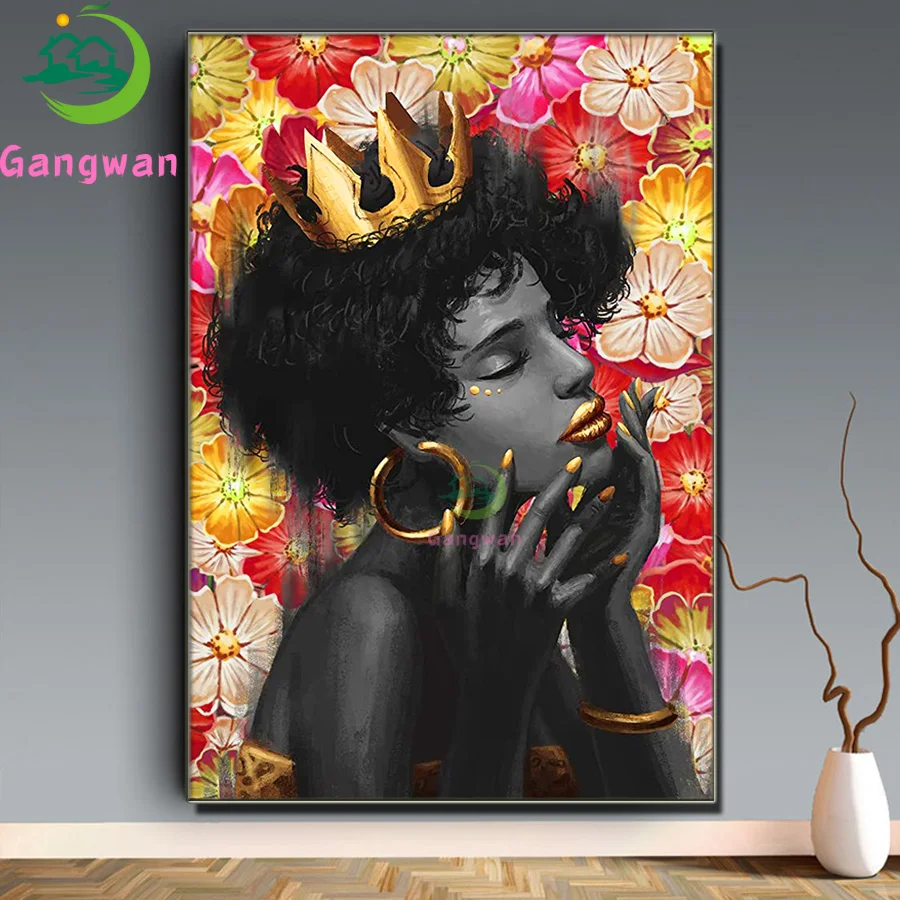 

Алмазная 5D живопись, Новая африканская женщина, королева, алмазная вышивка, мозаика, вышивка крестиком, портрет, Женский Декор для дома