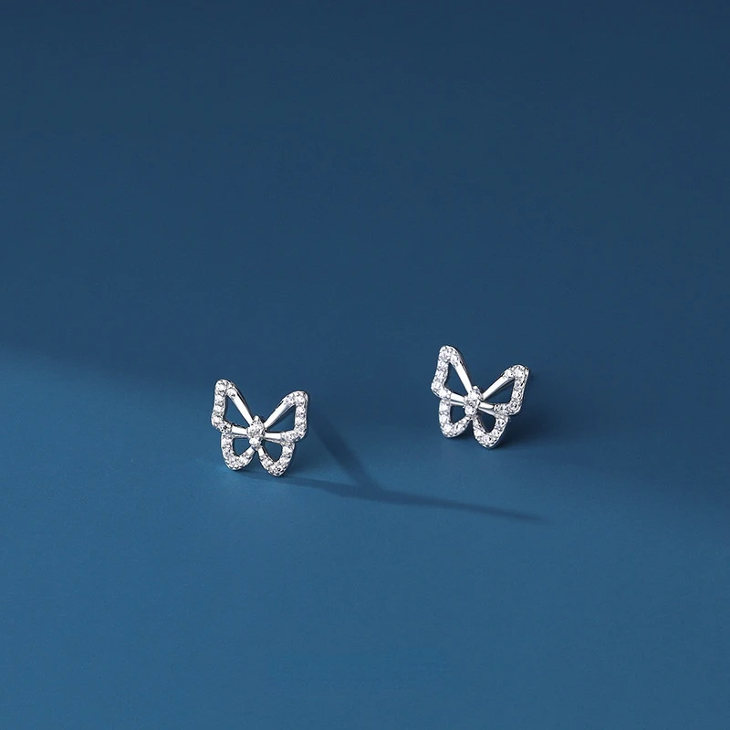 

2022 New S925 Silver Diamond Hollow Butterfly Earrings Niche Design Earrings