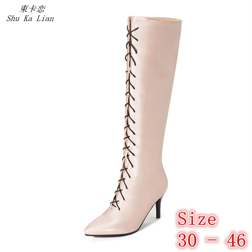 

Spring Autumn Women Knee High Boots High Heel Shoes Thigh High Boots Small Plus Size 30 31 32 33 - 41 42 43 44 45 46