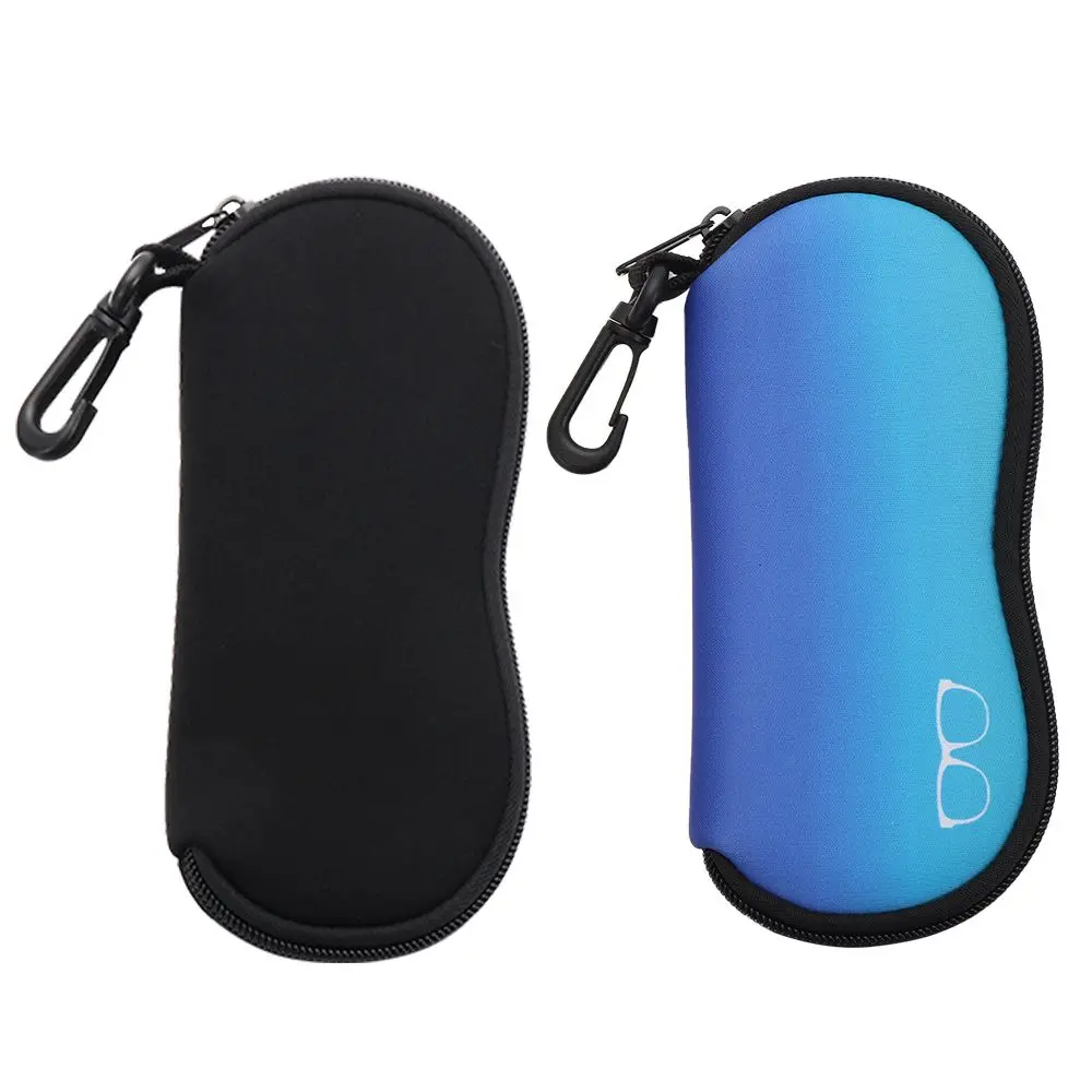 Купи Ultra-Light Neoprene Portable Soft Sunglasses Case Zipper Eyeglass Pouch with Carabiner Glasses Case за 139 рублей в магазине AliExpress