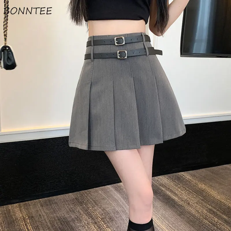 

Pleated Mini Skirts Women Hotsweet Temper Solid All-match High Waist Preppy Style Casual Summer Chic Teens Girlish Basic Ulzzang