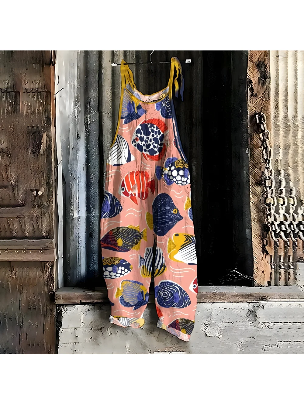 Новинка 2024 года пляжные брюки комбинезон свободный хлопковый с рисунком рыбы