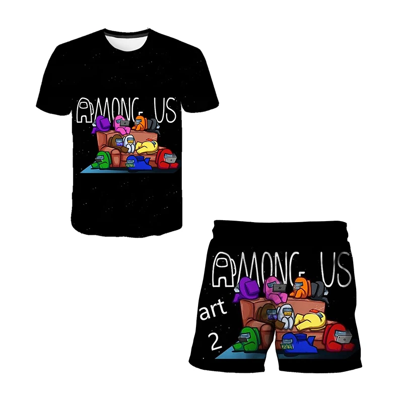 

2pcs Children Among Us Clothing Sets Suit Baby Boy Summer Baby Boy Clothes Short Sleeve T shirt Baby Girl Impostor T-shirts