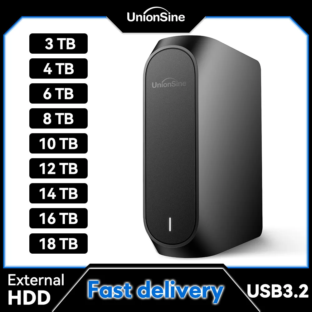 UnionSine 3TB 6TB 10TB 12TB 18TB 3.5"USB 3.2Gen HDD Compatible External Hard Disk PC/Desktop/Laptop/Mac/Xbox/Xbox One/PS4/TV
