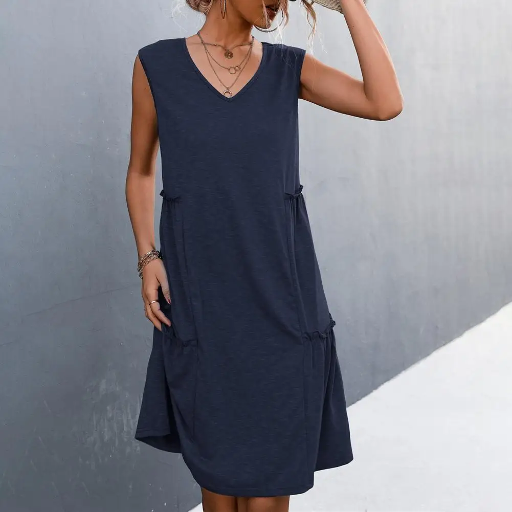 

Women Dress Straight Casual Dress Summer Short Sleeve Midi Basic Dress