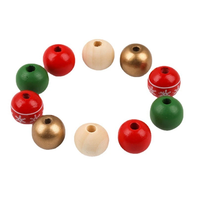200 шт. 16 мм рождественские деревянные бусины набор разноцветных деревянных бусин