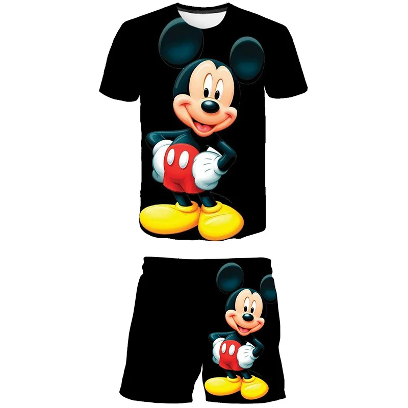 Mickey New Baby Summer Costume Sets Short Sleeve T-shirts+Elasctic Short Pants Kids Clothes Casual Clothing Disney 2Pcs/Outfits
