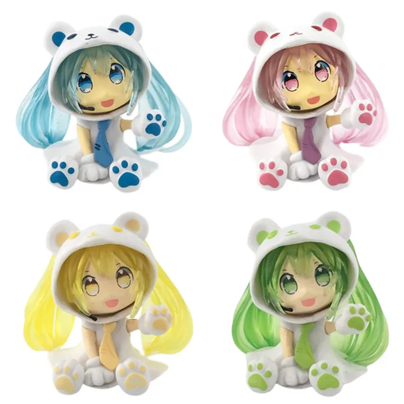 

8cm Anime Hatsune Miku Action Figure Virtual Singer Miku Cosplay Bear Q Version Kawaii Girl Doll Collectible Model Toys Gift