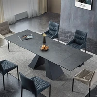 rock slab dining table telescopic modern simple light luxury household small multifunctional dining table and chairs combination
