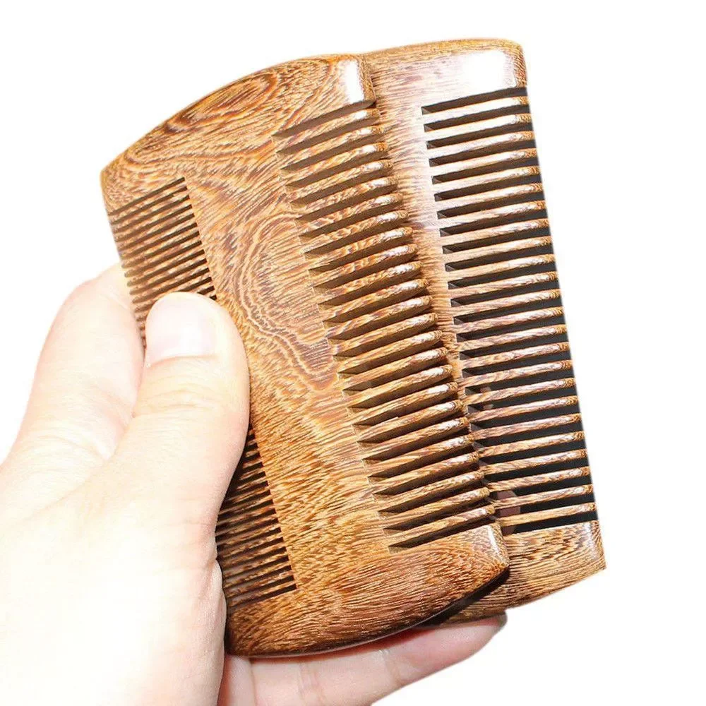 

NEW IN Green Sandalwood Comb Handmade Pocket Anti-Static Brush Men Beard Mustache Brush Fine Coarse Teeth Comb Salon Hair Stylin