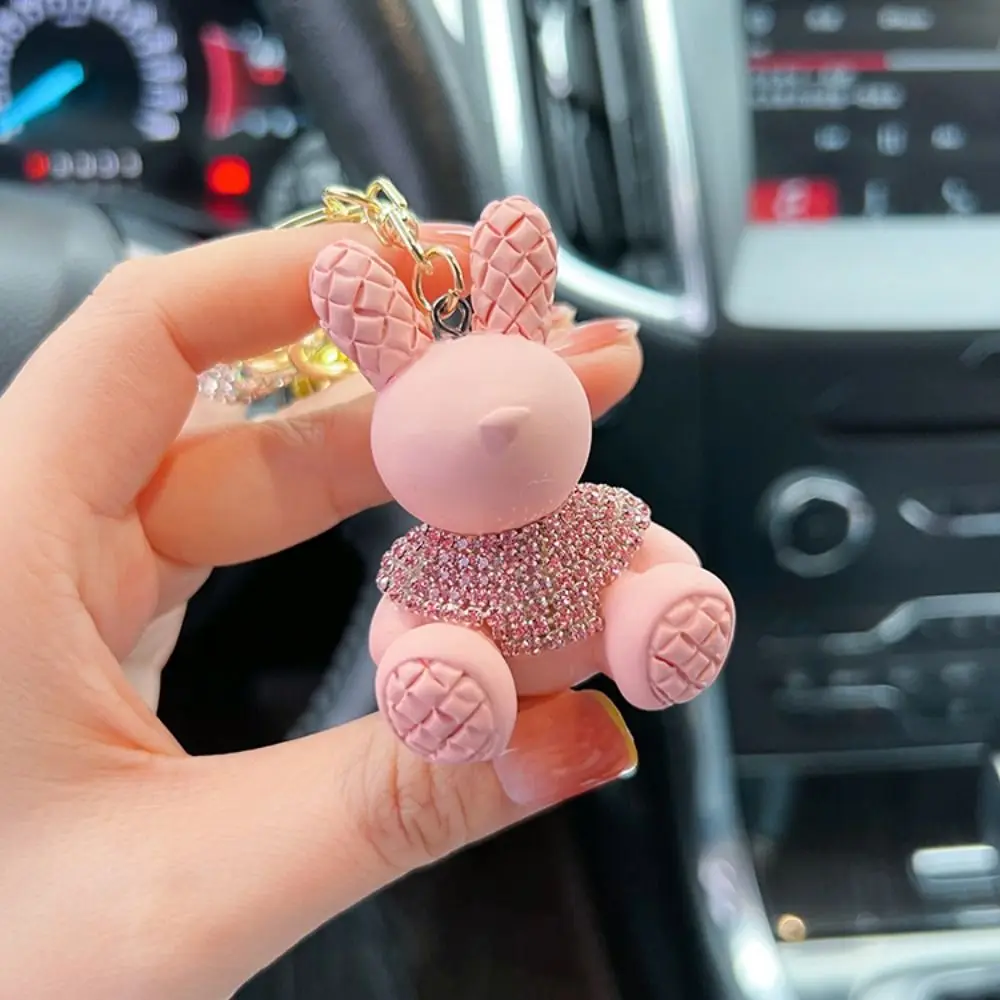 Брелок для ключей с милым кроликом и шипами со стразами тканая веревка нежная