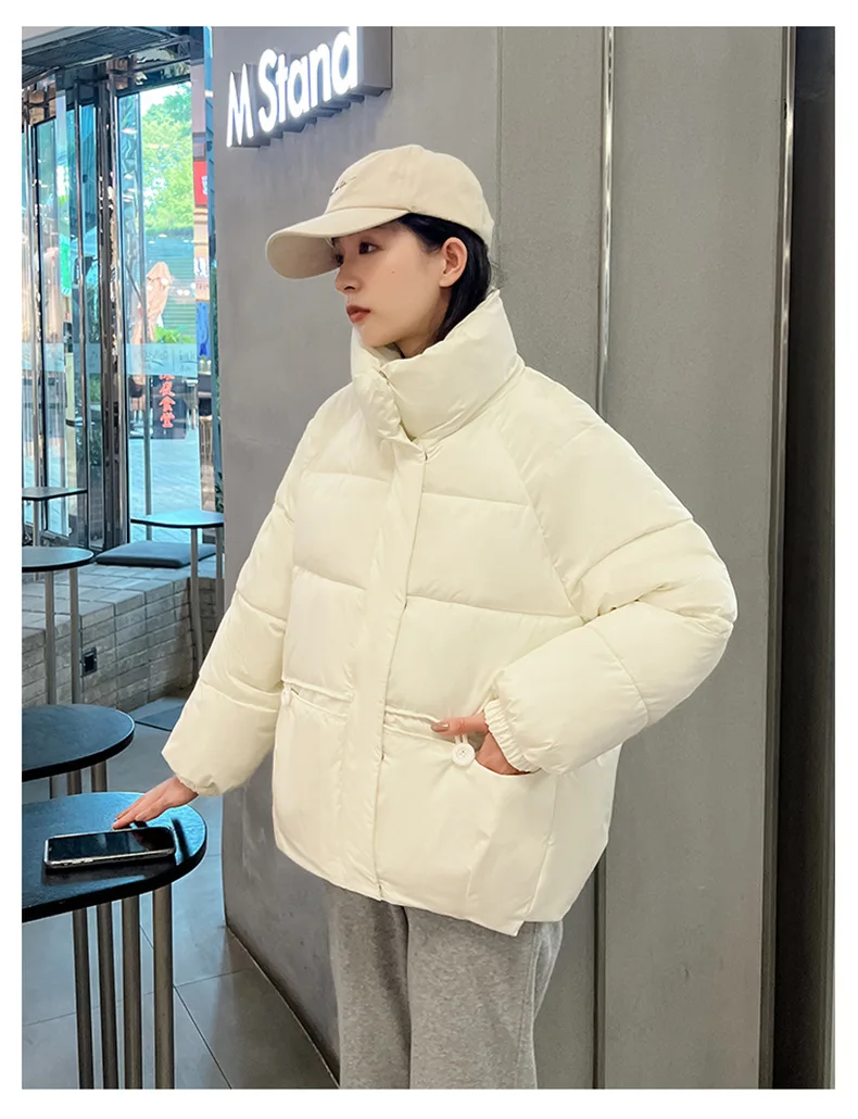 Autumn Winter Women Down Jacket Casual Parkas Korean Street Fashion Thick Coats Harajuku Solid Stand Collar Warm Female Jackets