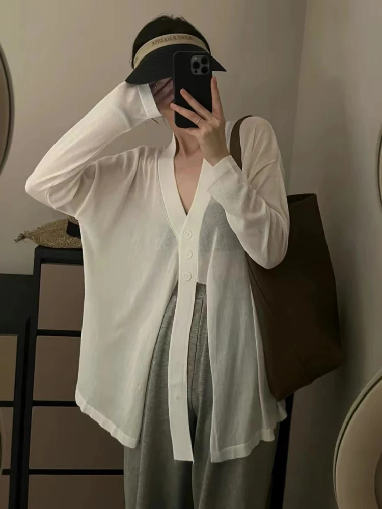 

Casual Two Piece Set Womens Outfits Thin Sunscreen Cardigan and Sports Wide Leg Pants Suits Loose Ensemble Femme 2 Pieces